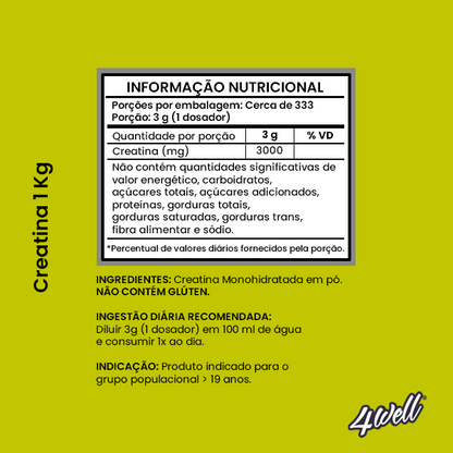 Kit Glicina 1kg + Creatina 1kg | 4well