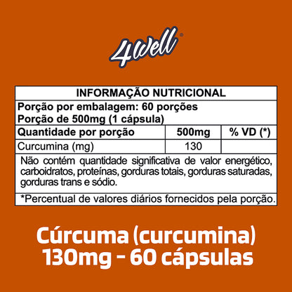 Cúrcuma (curcumina) 130mg 60 Cápsulas | 4well
