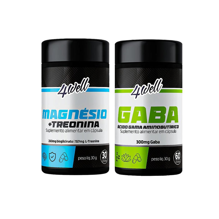 Kit Calma e Foco Magnésio Treonato + GABA | 4well