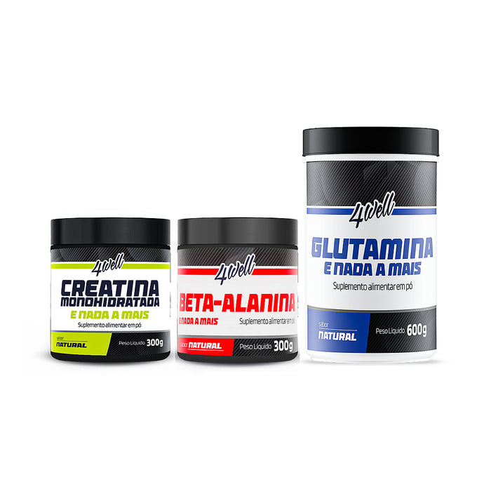 Kit Creatina 300g + Beta Alanina 300g + Glutamina 600g | 4well