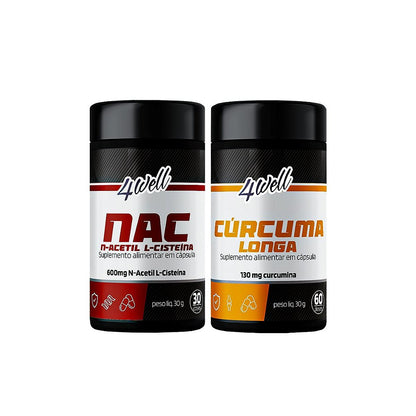 Kit Detox & Suporte Hepático NAC + Cúrcuma | 4well