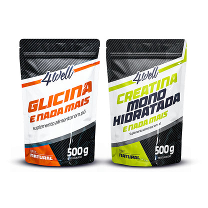 Kit Glicina 500g + Creatina 500g | 4well