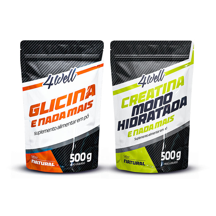 Kit Glicina 500g + Creatina 500g | 4well