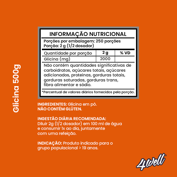 Kit Glicina 500g + Creatina 500g | 4well