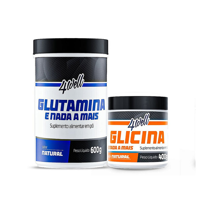 Kit Recuperação Noturna Glicina 400g + L-Glutamina 600g | 4well