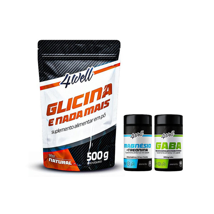 Kit Sono Profundo Magnésio Treonato + GABA + Glicina 500g | 4well