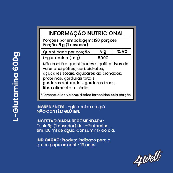 L-Glutamina 600g a 1Kg | 4well