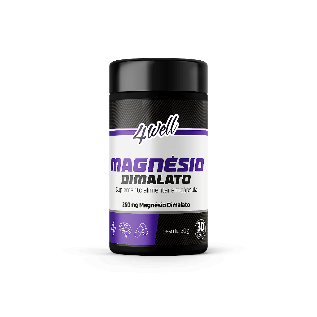 Magnésio Dimalato 260mg 60 Cápsulas 30 Doses | 4well
