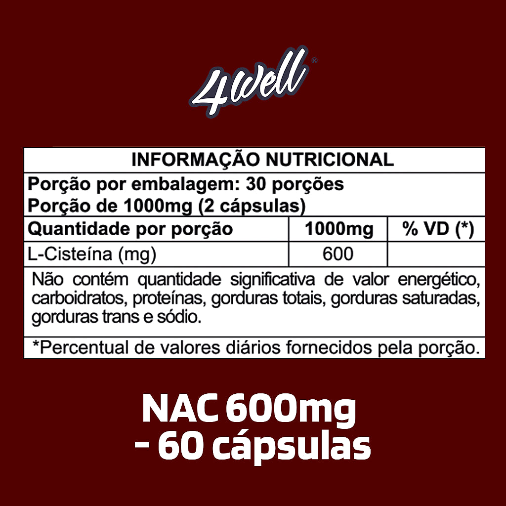 NAC 600mg 60 Cápsulas | 4well