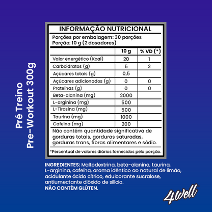Pré Treino Pré-Workout 300g | 4well