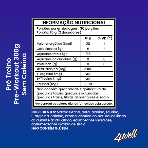 Pré Treino Pré-Workout 300g | 4well