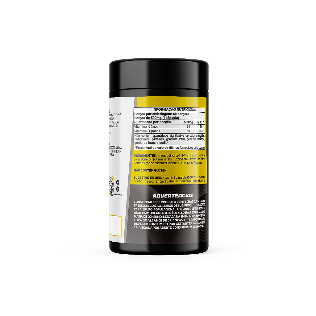 Vitamina D3 (Colecalciferol 2.000ui) + K2 (Menaquinona-7) 60 Cápsulas | 4well