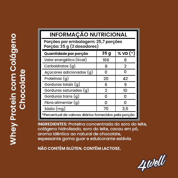 Whey Protein com Colágeno 900g | 4well