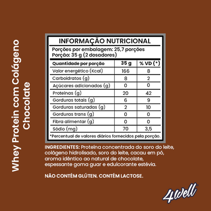 Whey Protein com Colágeno 900g | 4well